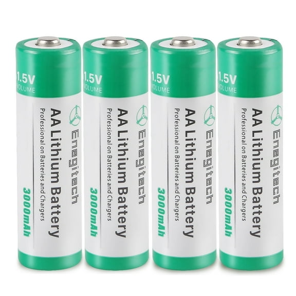 Enegitech AA Lithium Batteries, 1.5V 3000mAh Non-Rechargeable Double A Battery for Weather Station, Flashlight 4 Pack