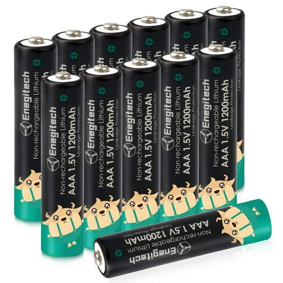 Enegitech AAA Lithium Batteries, Triple A Battery 1.5V 1200mAh for Remote Control, Thermometer Non-Rechargeable 12 Pack