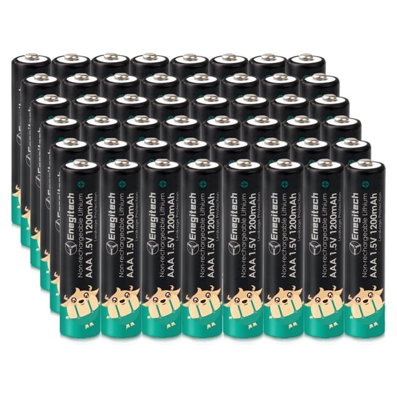 Enegitech AAA Lithium Batteries, Triple A Battery 1.5V 1200mAh for Remote Control, Thermometer Non-Rechargeable 48Pack