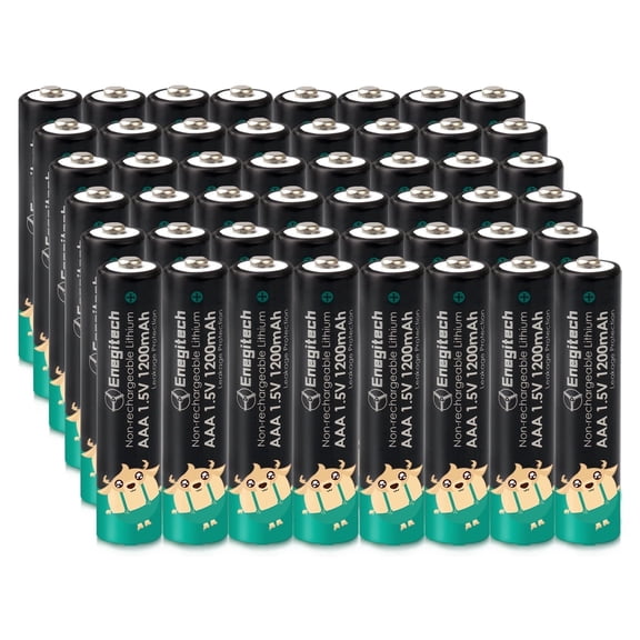 Enegitech AAA Lithium Batteries, Triple A Battery 1.5V 1200mAh for Remote Control, Thermometer Non-Rechargeable 48Pack
