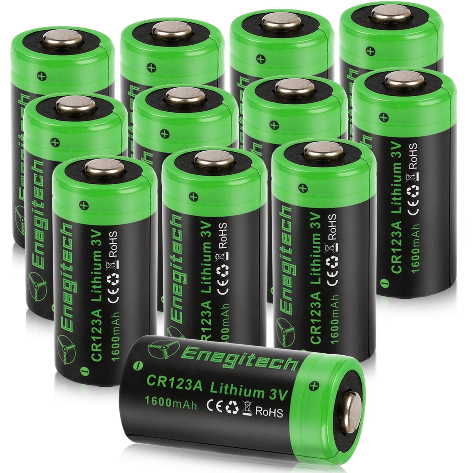 Enegitech CR123A 3V Lithium Battery, 3 Volt 123 123A CR17345 Battery for Motion Detector Alarm Sensors 12 Pack