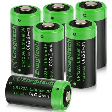 Enegitech CR123A Lithium Battery Non-Rechargeable 3V 1600mAh with PTC Protection for Polaroid Camera Flashlight Torch Laser Pointer 6 Pack