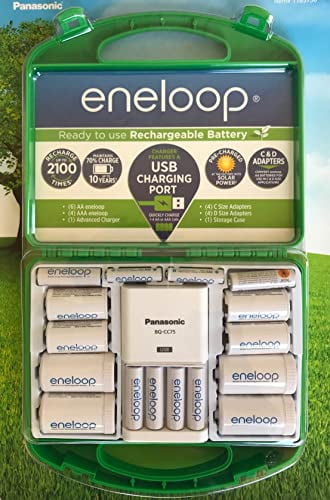 Eneloop Rechargeable Battery Set AA AAA C D Adapters Case BQ-CC75 Charger