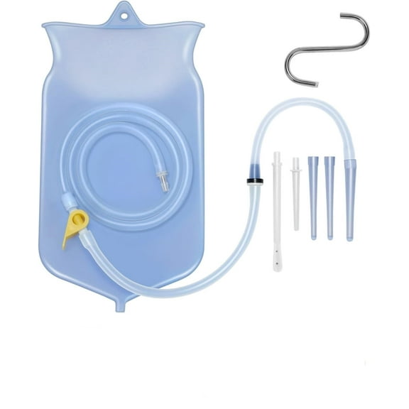 Enema Bags Kit for Colon Cleanse for Women and Men,Coffee Enema Coffee Organic Kit,Anal Douche Bag for Women Men Reusable,2 Quarts Enema Kit(Blue)