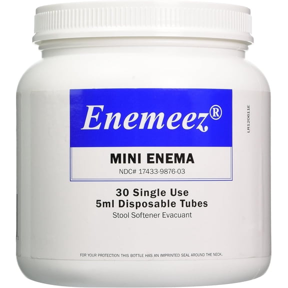 Enemeez Mini Enema, Constipation Fast Acting - Docusate Sodium Mini Enema 283mg, Stool Softeners, Constipation Relief, 30 Count