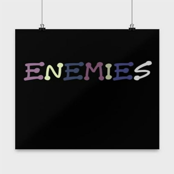 Enemies Wall Art Poster - Black 13x13in Rivalry Decor Gift
