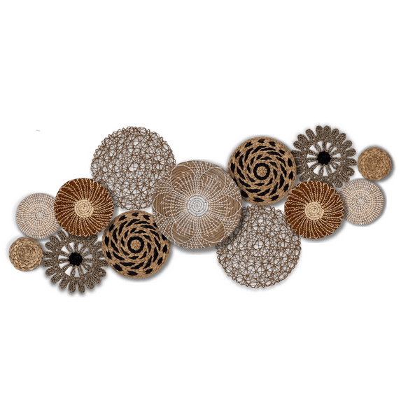 Eneocare Set of 13 Woven Basket Wall Decor - Natural Hanging Boho Wall Basket Decor with African Design, Decorative Bamboo Basket, Seagrass Wall Decor Bowls and Trays