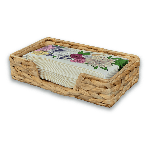Eneocare Water Hyacinth Flat Napkin Holder | Wicker Vanity Tray, Woven Guest Towel Holder Tray for Bathroom, Cocktail, Restaurant, Dining