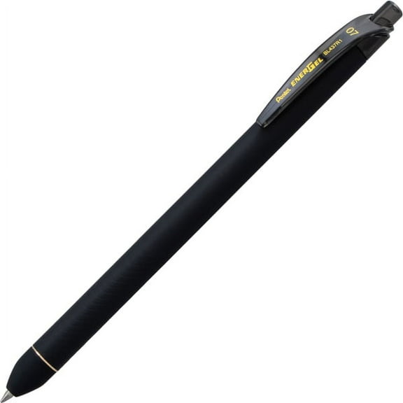 EnerGel 0.7mm Retractable Pens - 0.7 mm Pen Point Size - Retractable - Black Liquid Gel Ink Ink - Rubberized Barrel - 12 / Dozen