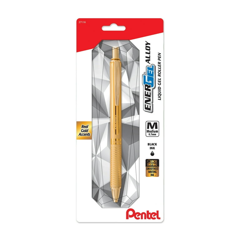 EnerGel Alloy Gel Pen, Retractable, Medium 0.7 mm, Black Ink, Gold Barrel EnerGel Alloy Gel Pen, Retractable, Medium 0.7 mm, Black Ink, Gold Barrel