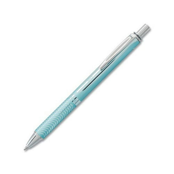 EnerGel Alloy RT Retractable Gel Pen Medium 0.7mm, Black Ink, Aquamarine Barrel