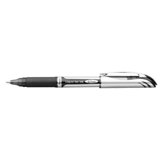 EnerGel Deluxe Liquid Gel Pen, Medium Line, Capped, Metal Tip, Black Ink