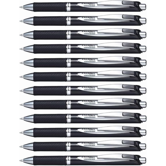 EnerGel Permanent Security Pen Black 0.7mm Pack of 12 BLP77-AX