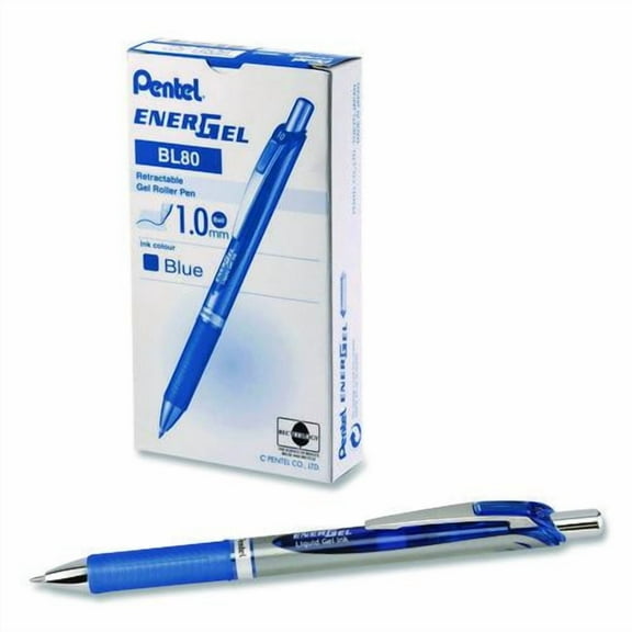 EnerGel RTX Gel Pen, Retractable, Bold 1 mm, Blue Ink, Blue/Gray Barrel, Dozen | Bundle of 2