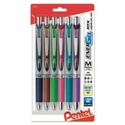 EnerGel EnerGel RTX Retractable Liquid Gel Pen, 0.7mm Metal Tip, Medium Line, Assorted Ink CA/E/K/P/S3/V, 6-Pk