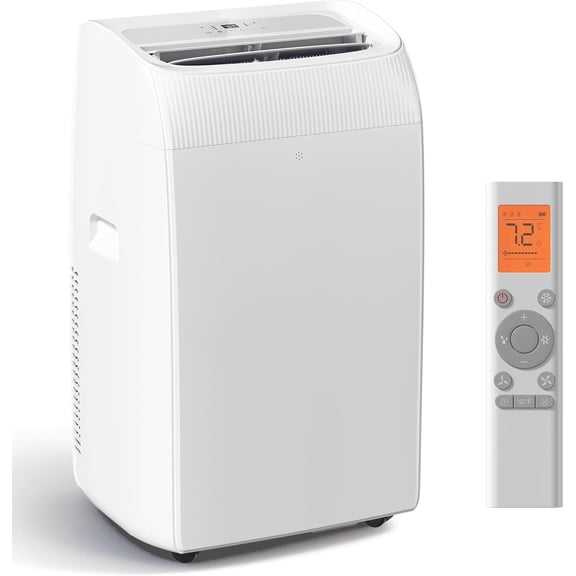 EnerGlow 12000BTU Portable Air Conditioner, 4-in-1 Cools 600 Sq.Ft, Quiet AC Unit with Fan & Dehumidifier, LED Display, Remote, Auto Swing, 24H Timer, Window Kit, for Bedroom/Office/Dorms/Apartment