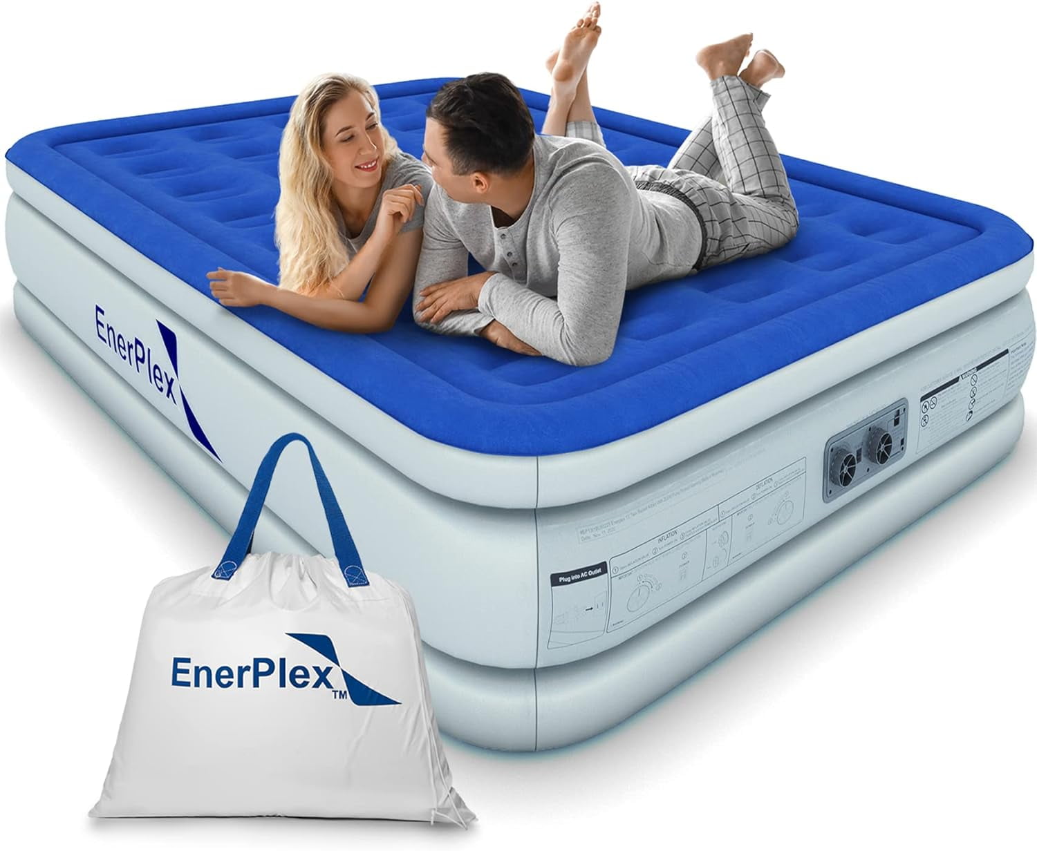 EnerPlex Air Mattress with Builtin Pump Double Height Inflatable
