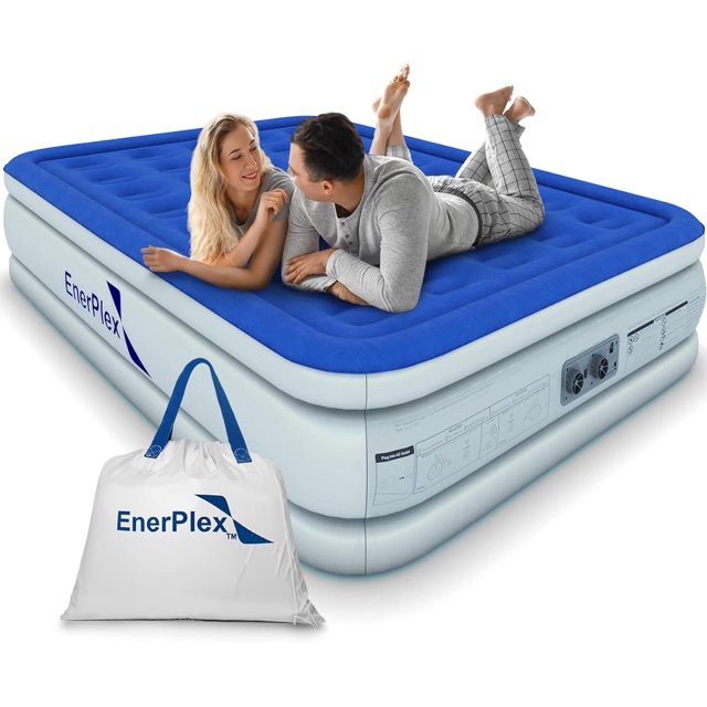 EnerPlex Air Mattress with Builtin Pump Double Height Inflatable