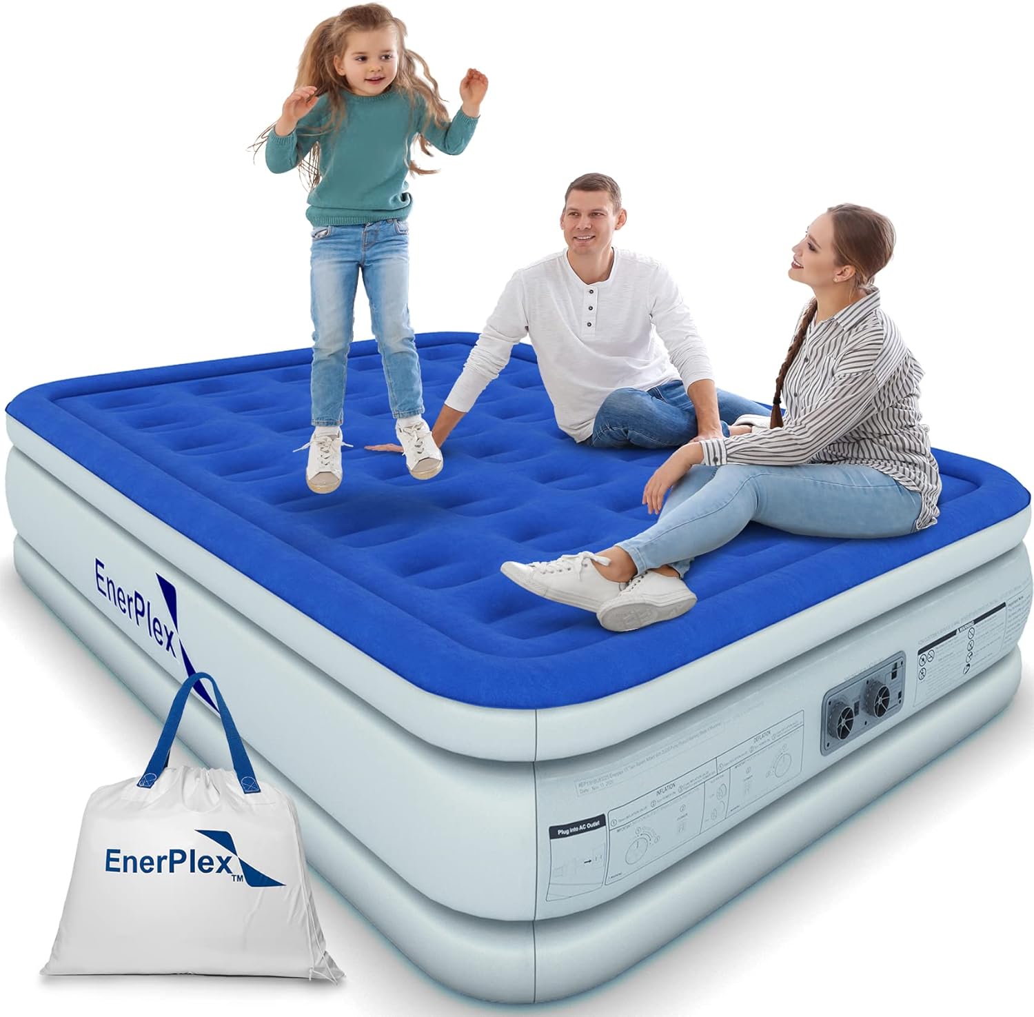 EnerPlex Air Mattress with Builtin Pump Double Height Inflatable