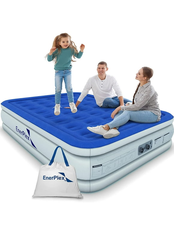 EnerPlex Air Mattress with Built-in Pump - Double Height Inflatable Mattress for Camping, Home & Portable Travel - Queen, 13 Inch