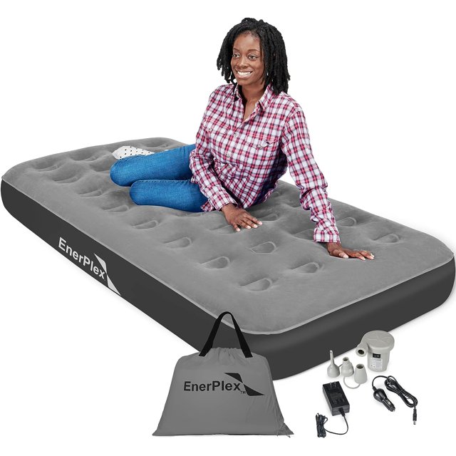 EnerPlex NeverLeak Camping Series Twin/Queen Camping Airbed with High