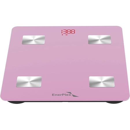 EnerPlex Scale for Body Weight Bluetooth Digital BMI Bathroom Body Composition Analyzer & Smartphone Track App - Pink