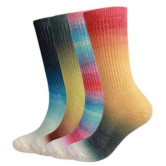 EnerWear 4 Pack Women's Merino Wool Outdoor Hiking Trail Crew Sock(US 9-11,Gradient Mix Color)
