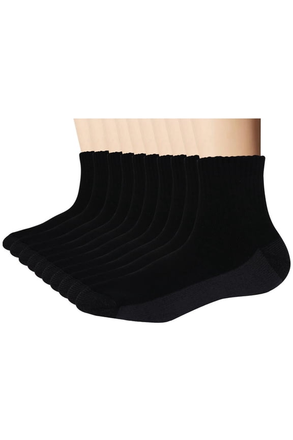 6P Pack Men's Cotton Moisture Wicking Cushion Low Cut Socks (10-13/Shoe: 6-12, Black/Grey Sole)