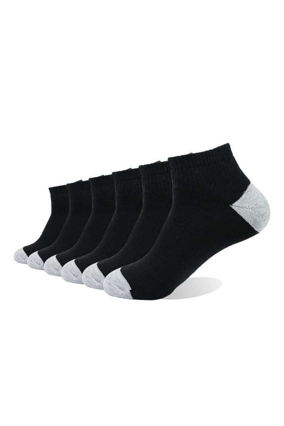 6P Pack Men's Cotton Moisture Wicking Cushion Low Cut Socks (10-13/Shoe: 6-12, Black)