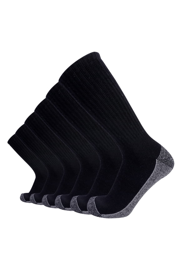 6P Pack Men's Cotton Moisture Wicking Cushion Low Cut Socks (10-13/Shoe: 6-12, Black)