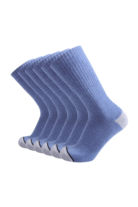 6P Pack Men's Cotton Moisture Wicking Heavy Cushion Crew Socks (10-13/shoe size 6-12 (6 Pair), Cowboy Blue)