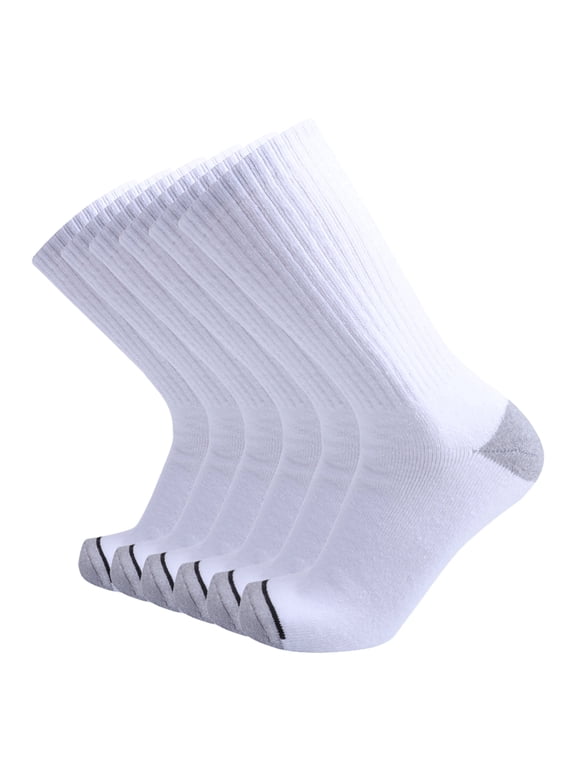 Men's Cotton Moisture Wicking Heavy Cushion Crew Socks, 6Pack