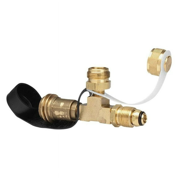 Enerco F173751 - Brass LP Gas Adapter Tee with ACME Thread (Clamshell) (Female POL / ACME to Male Thread / Female POL)