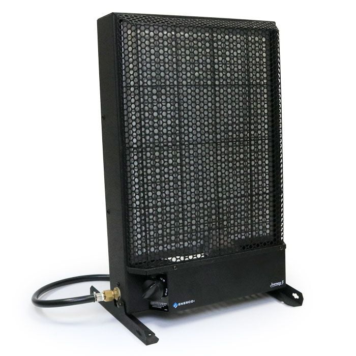 Black Steel Wall-Mount Propane Heater with Automatic Shut-off