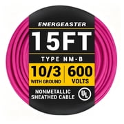 Energeaster 10/3 NM-B Pink Cu Electrical Wire, 15 ft Length 600V with Ground, UL Listed, Heavy-Duty PVC Insulated Cable for Residential Indoor Wiring