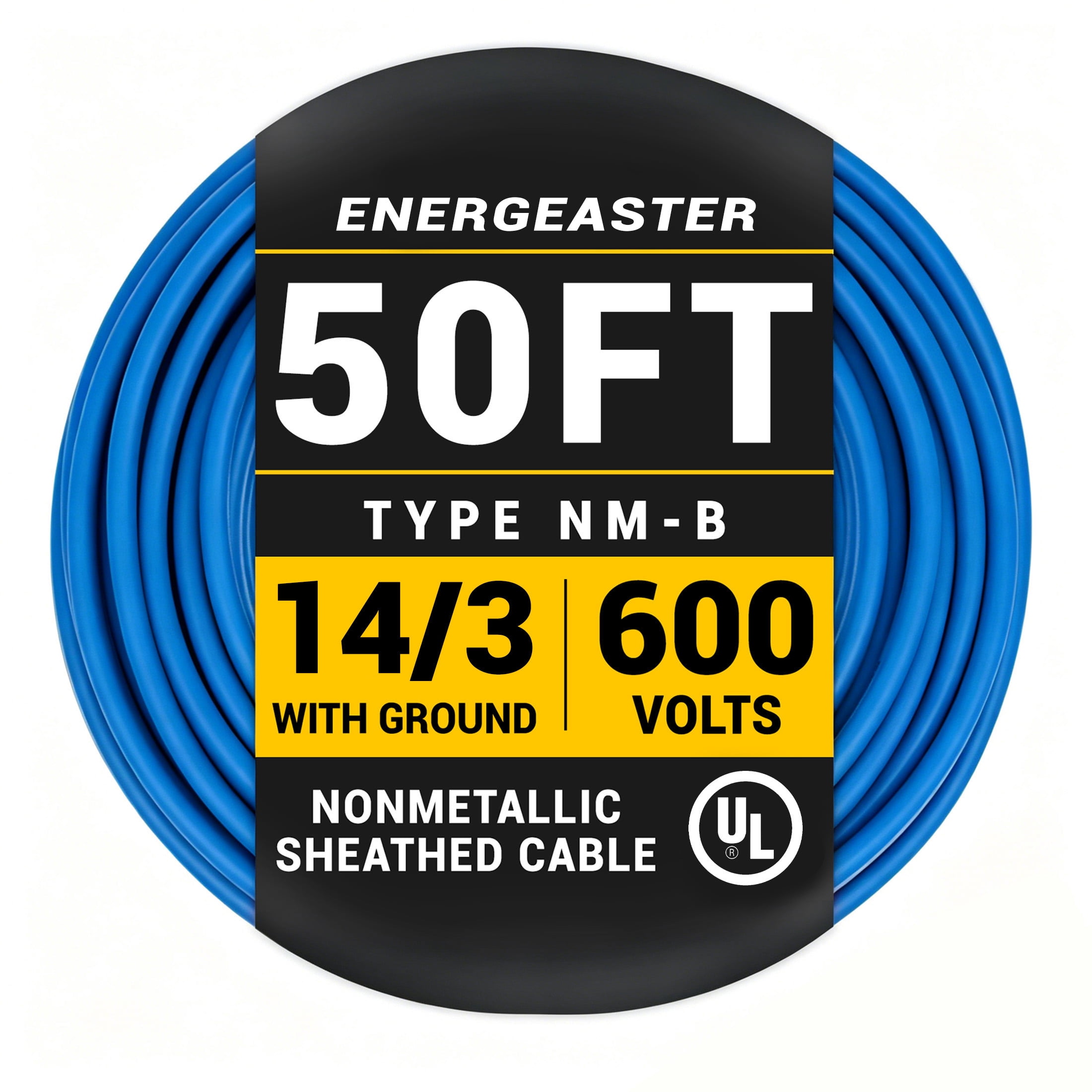 Energeaster 14/3 NM-B Blue Cu Electrical Wire, 50 ft Length 600V with ...