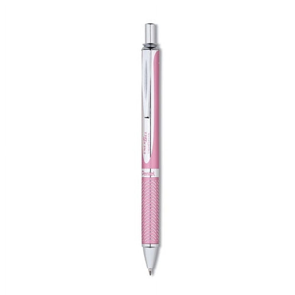 Energel Alloy Rt Gel Pen, Retractable, Medium 0.7 Mm, Black Ink, Pink Barrel | Bundle of 10 Each