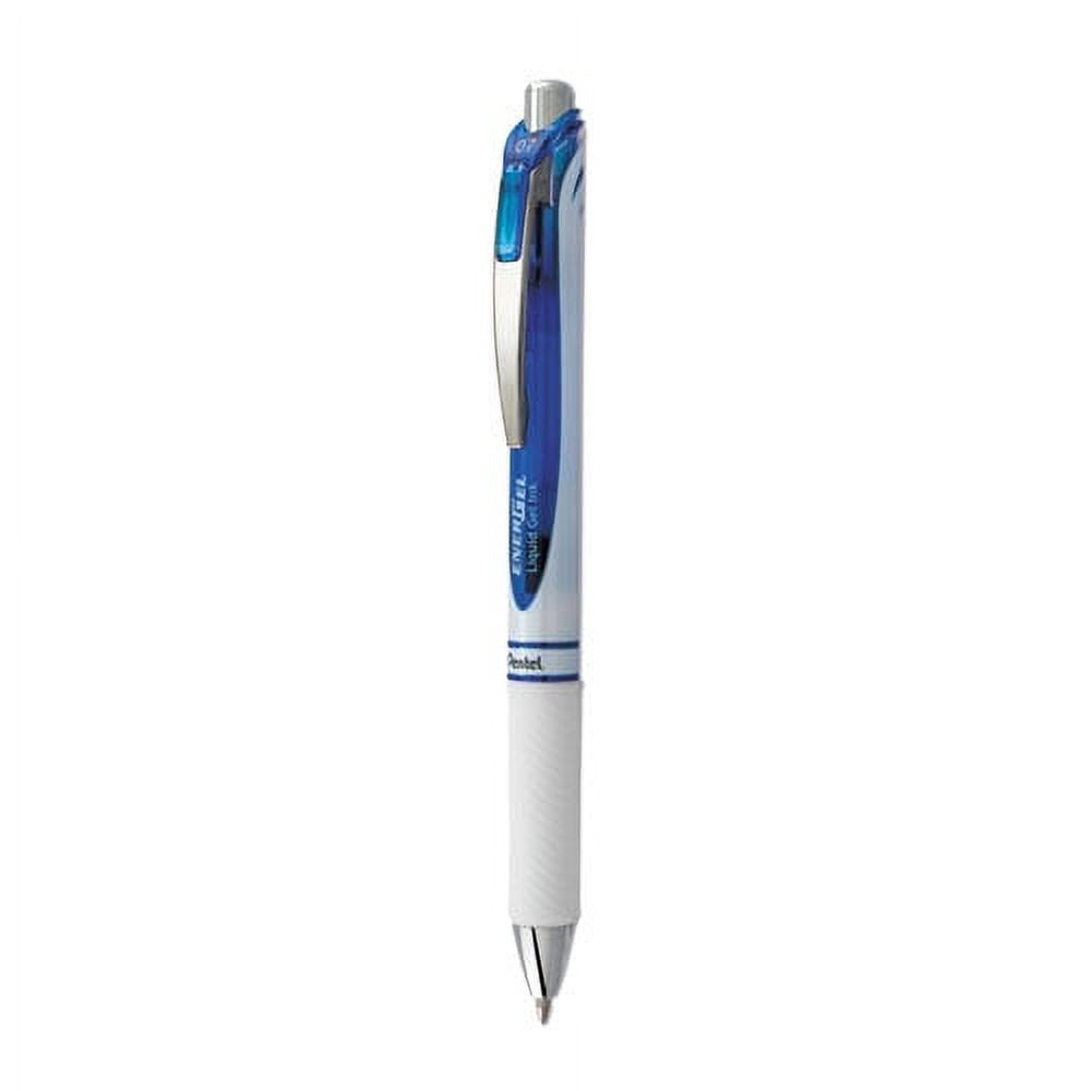 Energel Rtx Gel Pen, Retractable, Medium 0.7 Mm, Blue Ink, White/blue Barrel | Bundle of 10 Each