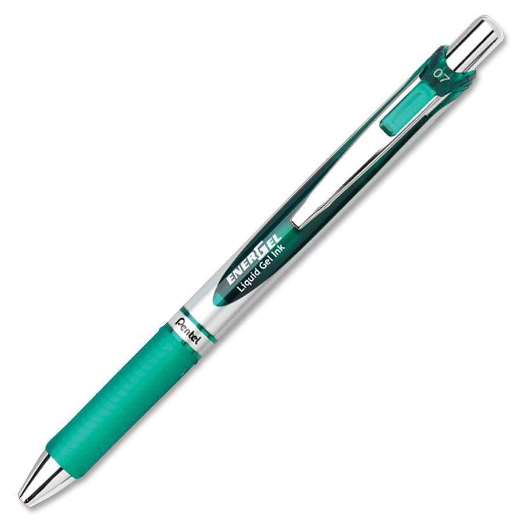 PENTEL Energel Rtx Gel Pen, Retractable, Medium 0.7 Mm, Green Ink, Green/Gray Barrel