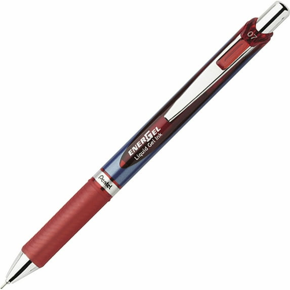 Pentel Of America Energel Rtx Retractable Gel Pen, Medium 0.7 Mm, Red , Red/gray Barrel Penbln77b
