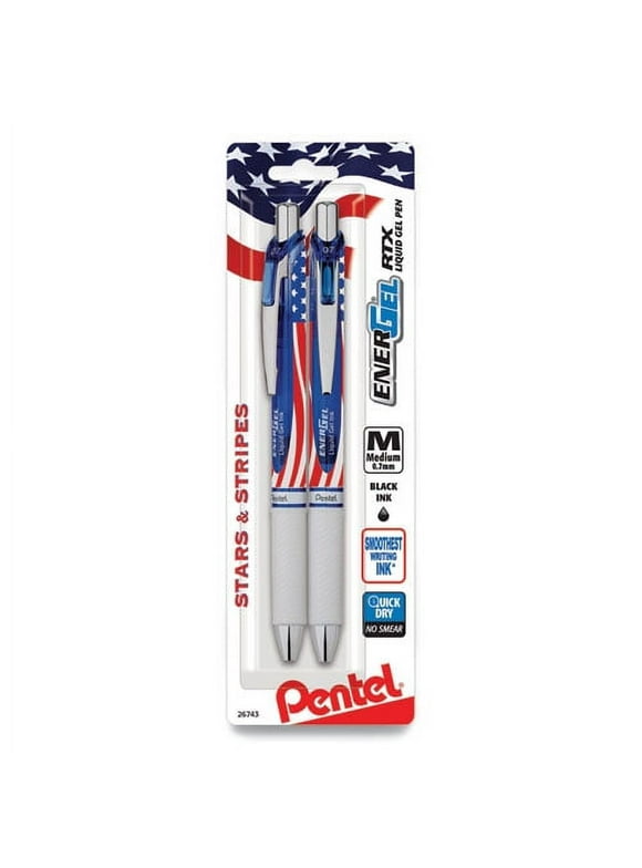 Energel Rtx Stars And Stripes Gel Pen, Retractable, Medium 0.7 Mm, Black Ink, Red/white/blue Barrel, 2/pack | Bundle of 2 Packs