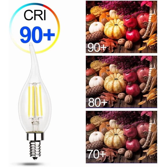Energetic 24 Pack Dimmable Candelabra Led Light Bulb, CA10 Shape,Flame Tip Style, 60 Watt Equivalent, 500LM 5000K Daylight, E12 Base, LED Candelabra Bulb,CRI 90+, UL Listed, for Decoration