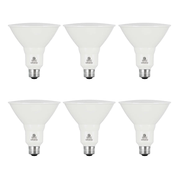 Energetic PAR38 LED Floodlight Bulbs, 9.5W, 75W Equivalent, Warm White 2700K, E26 Base, Indoor/Outdoor, 6-Pack