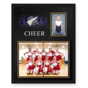 Energetic Cheer Theme Smooth Black Wood Frame & Cheer Decoration Graphic for Two Photos Measuring