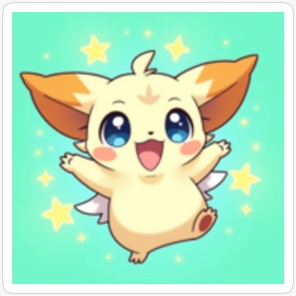 Energetic Chibi Fantasy Creature Vinyl Decal Sticker