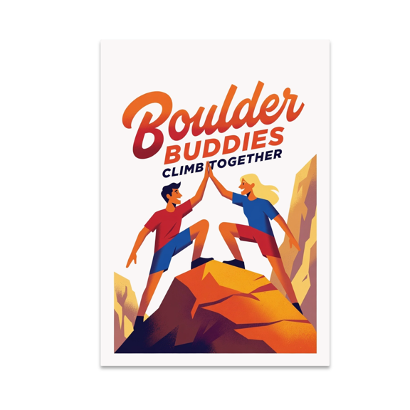 Energetic Climbing Wall Art - Bouldering Enthusiast - 13x19 Poster Print