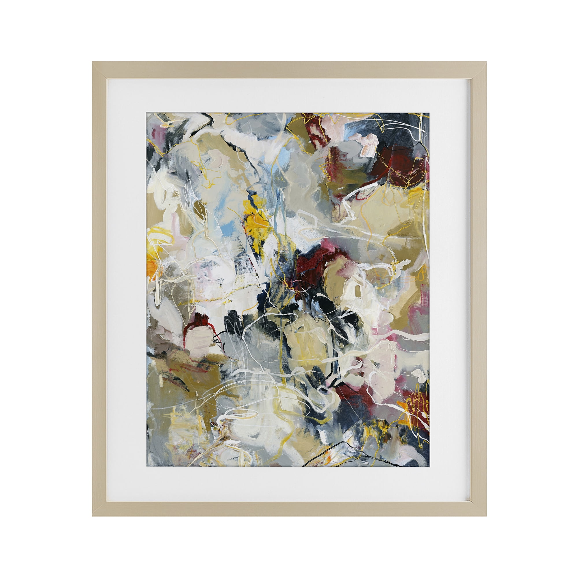 Energetic Frequency Abstract Birch Framed Print Under Glass, design by Design Fabrikken