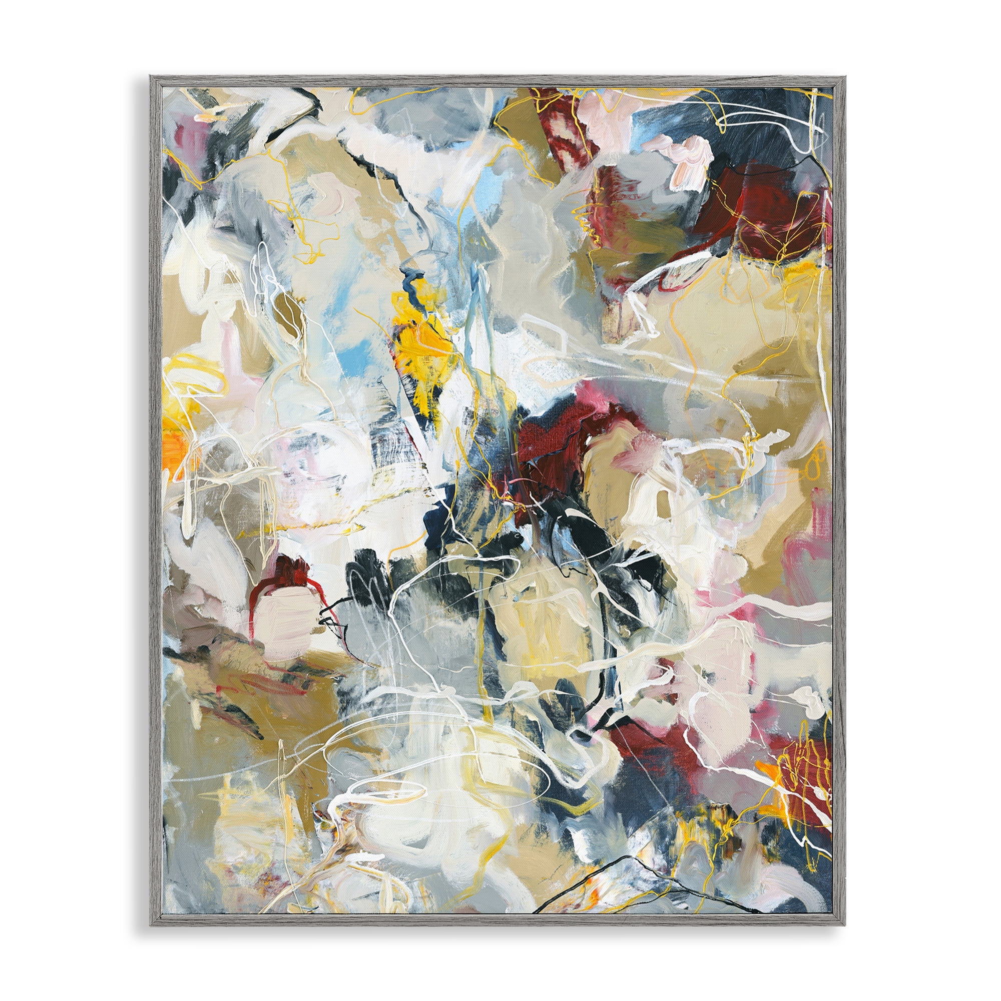 Energetic Frequency Abstract Gray Framed Giclee Art, design by Design Fabrikken
