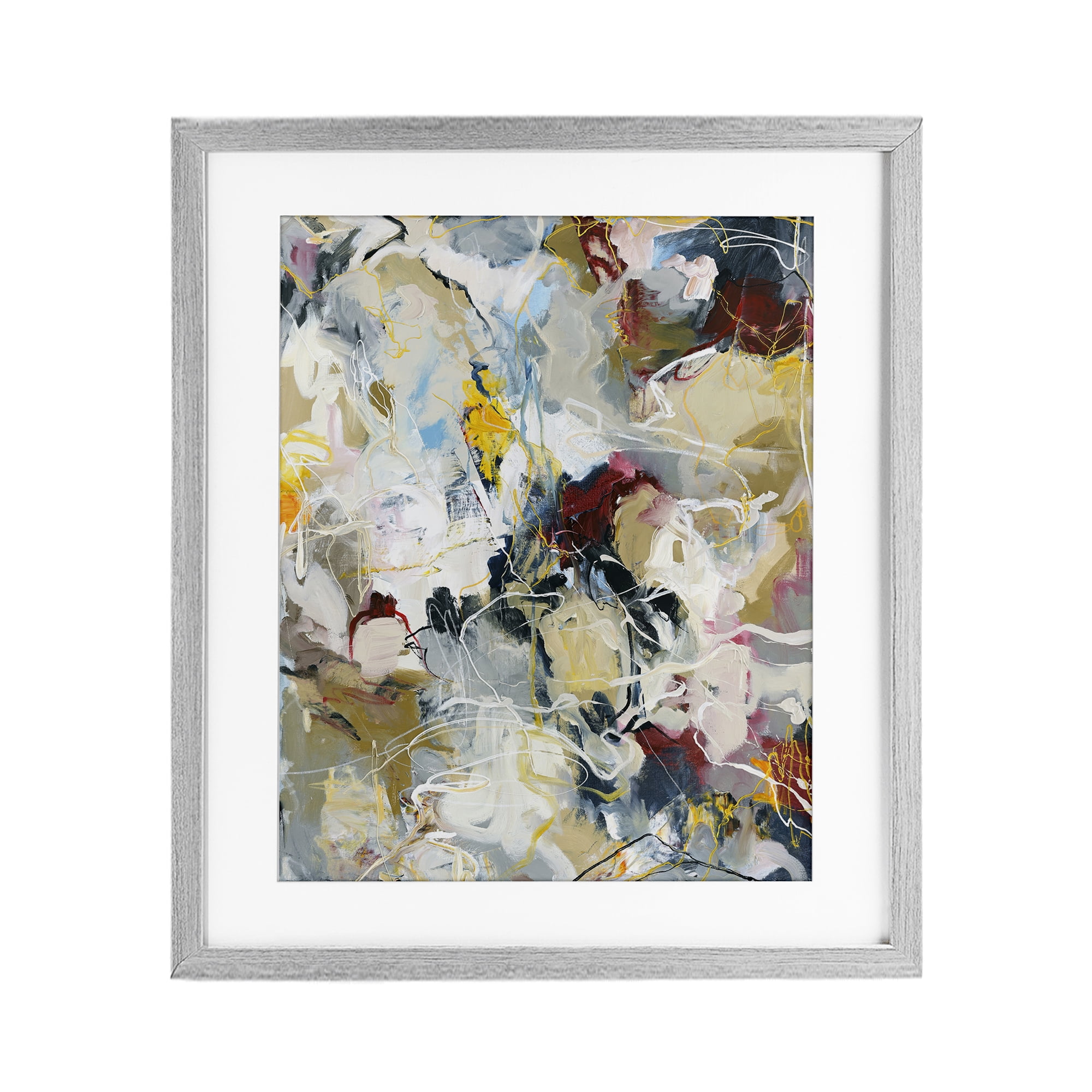 Energetic Frequency Abstract Gray Framed Print Under Glass, design by Design Fabrikken