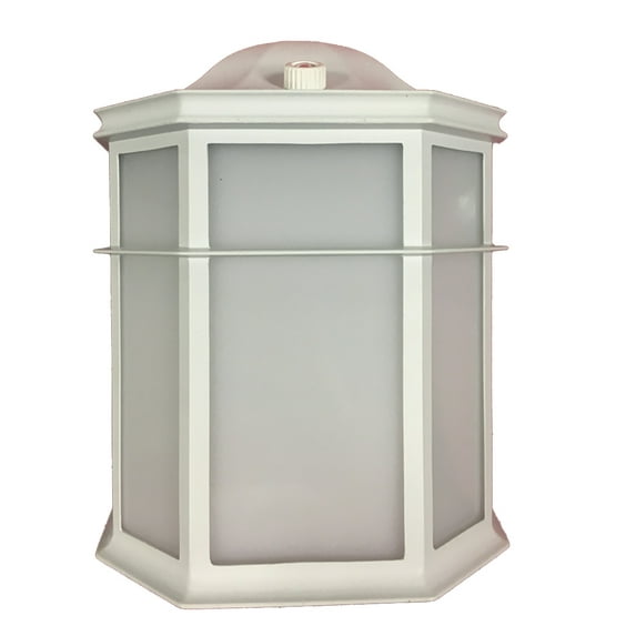 Energetic Matte White Aluminum Decorative Outdoor LED Wall Pack Light with Dusk to Dawn Photocell Sensor, 930 Lumens, 3500K, UL Listed